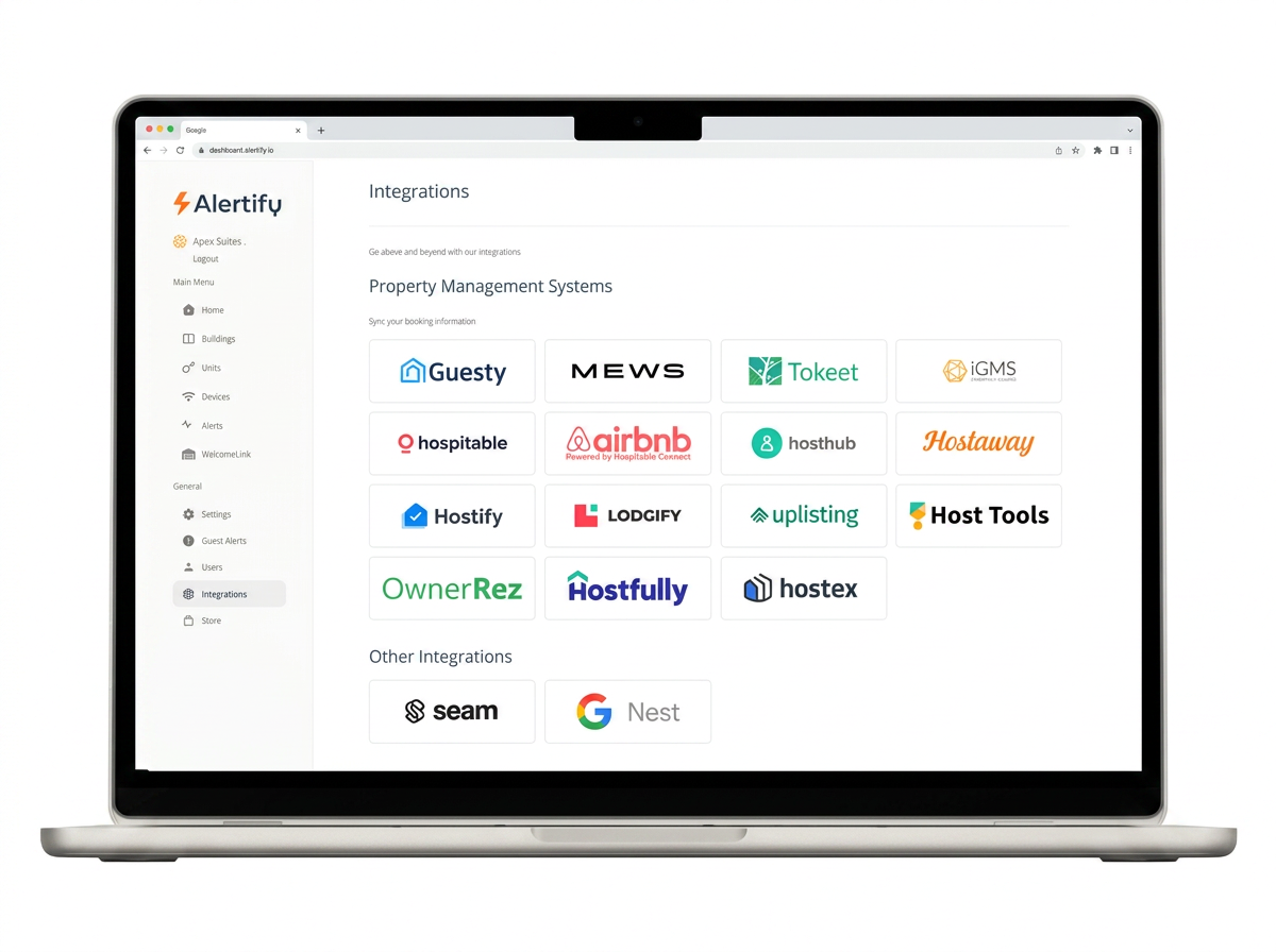 Alertify-integraties — Guesty, Hostaway, Slack en meer